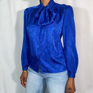 Vintage Heritage Road Blue Paisley Blouse (sz 10)